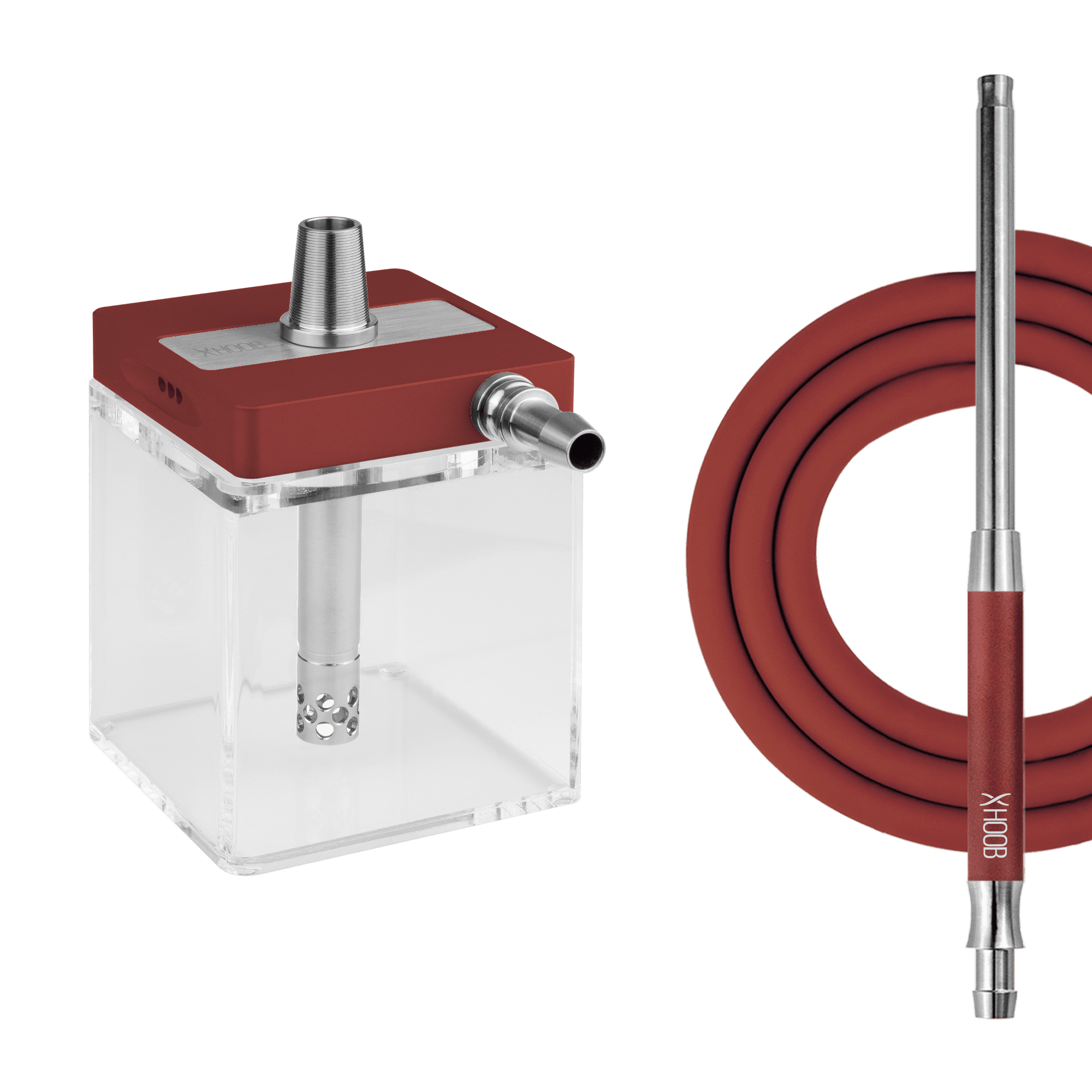 Кальян Hoob subAtom | Винный красный x Нержавеющая сталь
