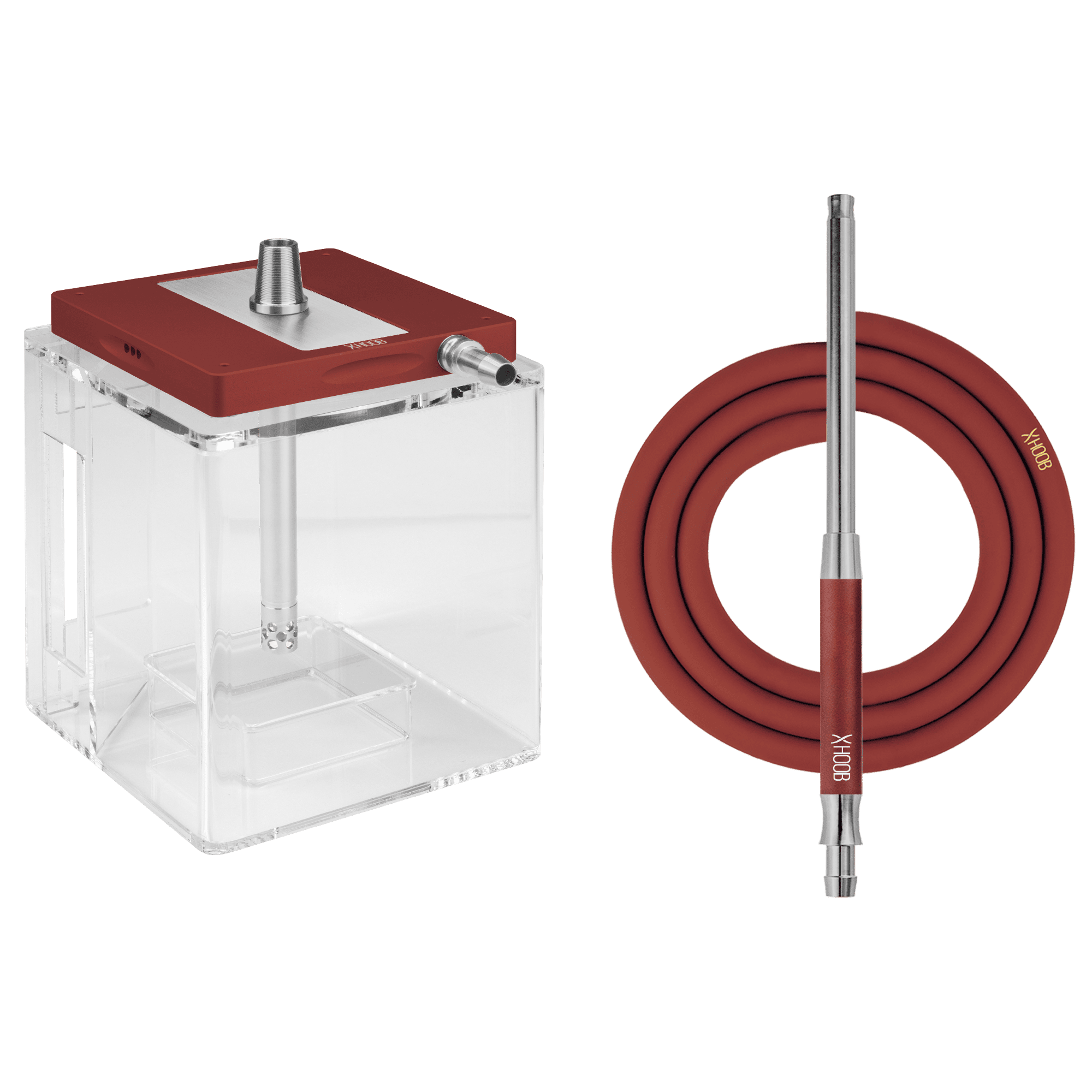 Кальян Hoob Atom | Винный красный x Нержавеющая сталь