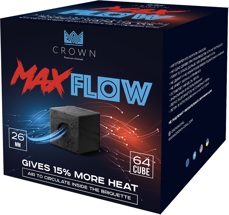 Уголь Crown MaxFlow 26 мм 64 шт